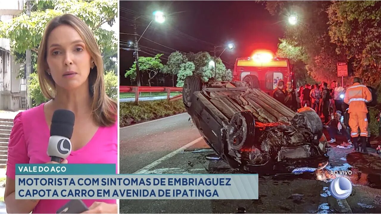 Vale do Aço: Motorista com Sintomas de Embriaguez Capota Carro em Avenida de Ipatinga.