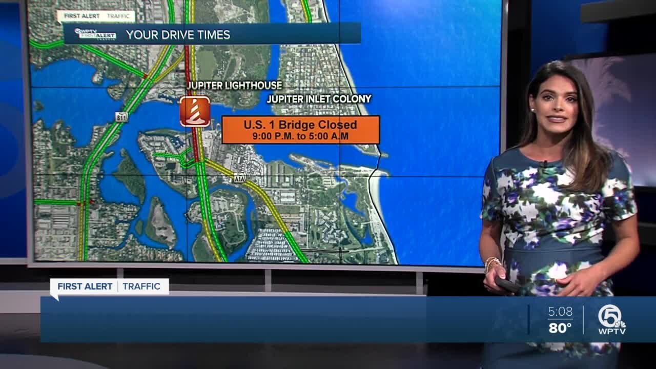 Jupiter Federal Bridge closed overnight for maintenance