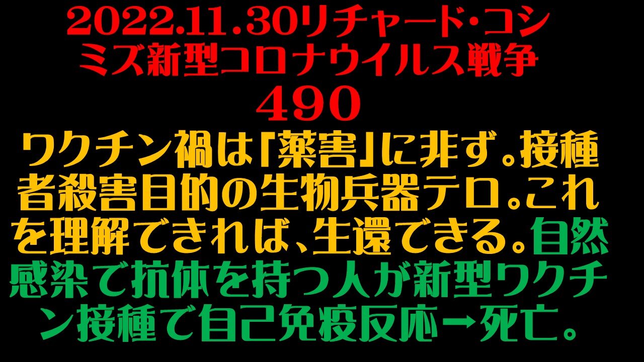 2022.１１．30リチャード・コシ ミズ新型コロナウイルス戦争 ４９０