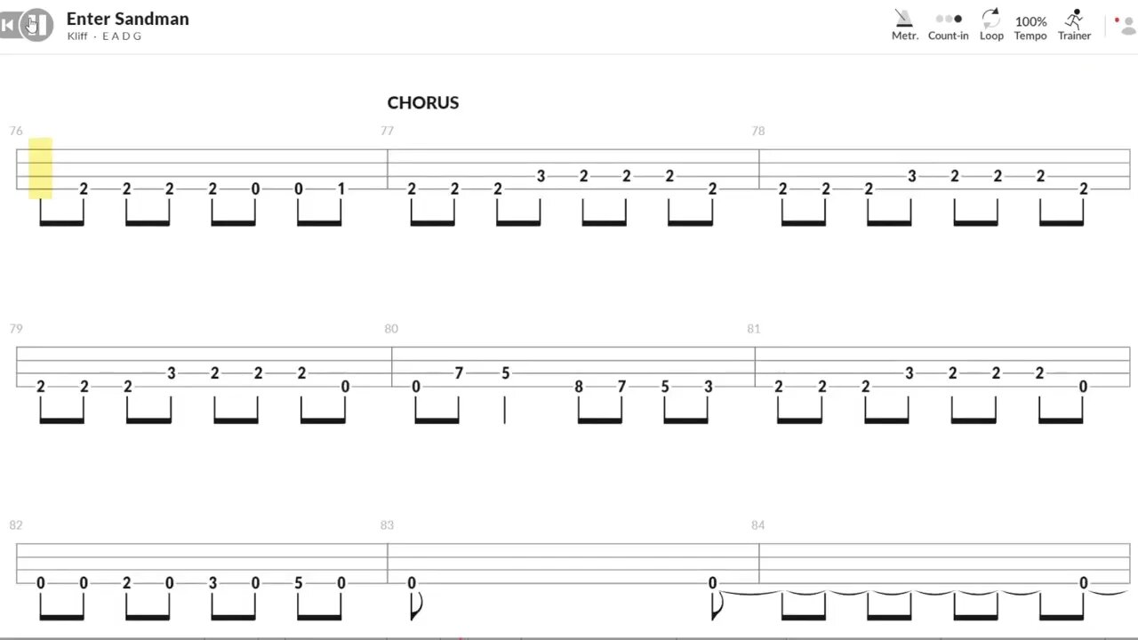 Metallica - Enter Sandman (Bass TAB)