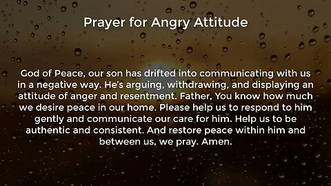 Prayer for Angry Attitude (Prayer for Wayward Son)