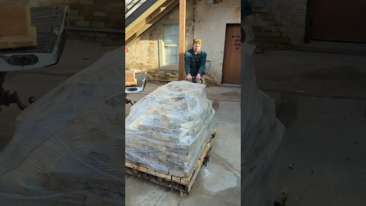 Motorized Pallet Jack Moving Leftover Brick Pallets from Protest 😹