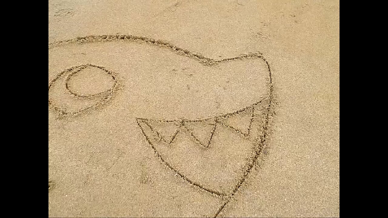 Rocking Art work on Sand with pubbles and Colddrink.