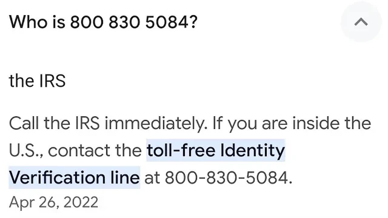 800-830-5084 TOLL FREE IRS