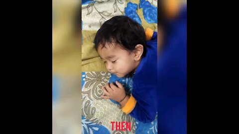 Little sleeping nephew react to ice cream "Then" & "Now" 🙃