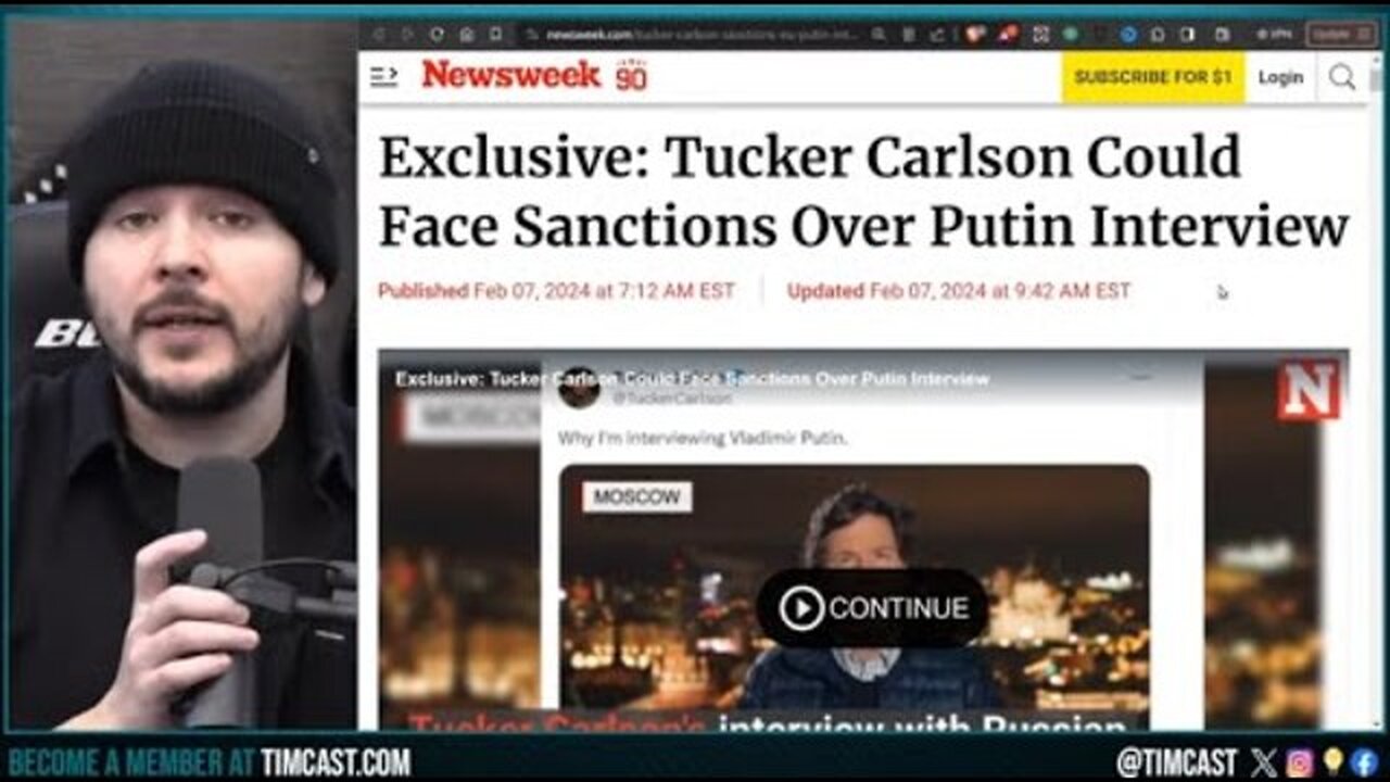 TUCKER CARLSON THREATENED WITH SANCTIONS FOR INTERVIEWING VLADIMIR PUTIN, FAKE JOURNALISTS FURIOUS