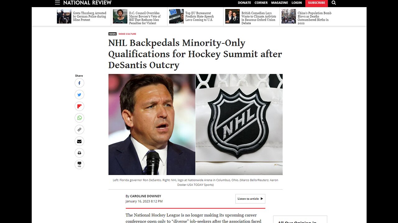NHL - Discrimination in the Name of Progressiveness | Blunt & Honest