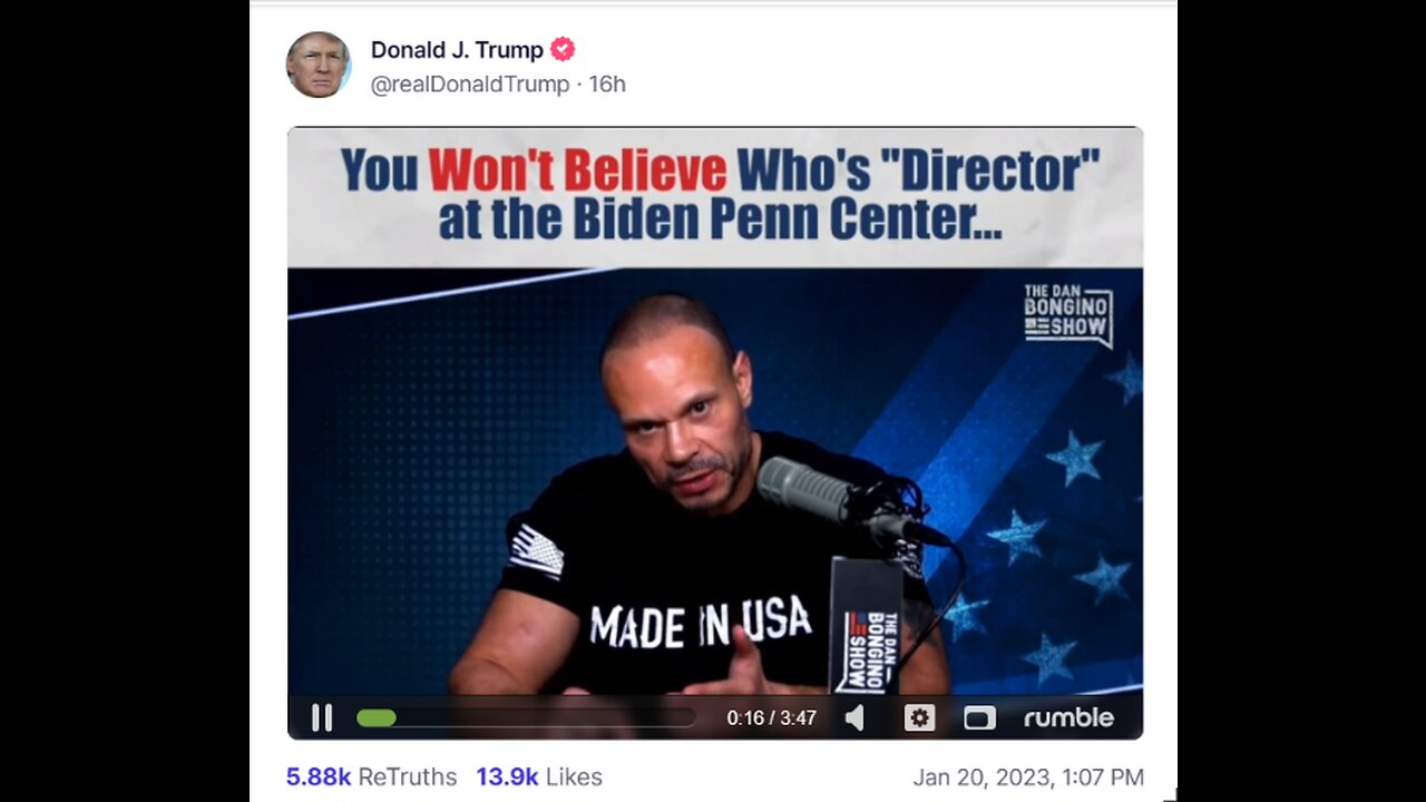 Donald J Trump TS post Jan 20, 2023, 1:07 PM