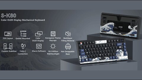 Womier S-K80 75% Keyboard with Color Multimedia Display Mechanical Gaming Keyboard