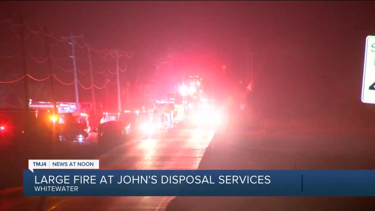 Large fire at John’s Disposal Services in Whitewater