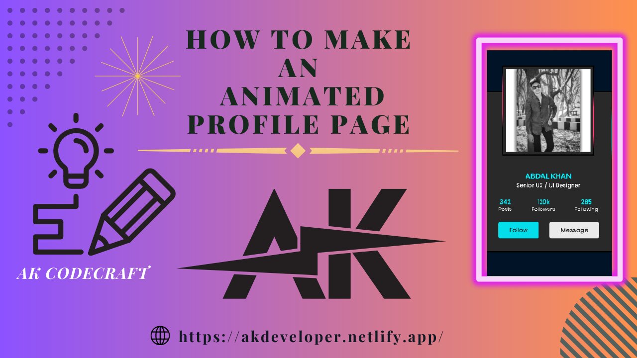 Make an animated & responsive profile page Using HTML5, CSS & JAVASCRIPT