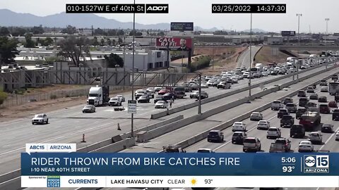 Motorcycle rider suffers severe burns after crash on I-10 near 40th Street