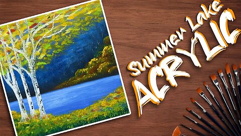 Summer Lake Acrylic Painting Tutorial for beginners