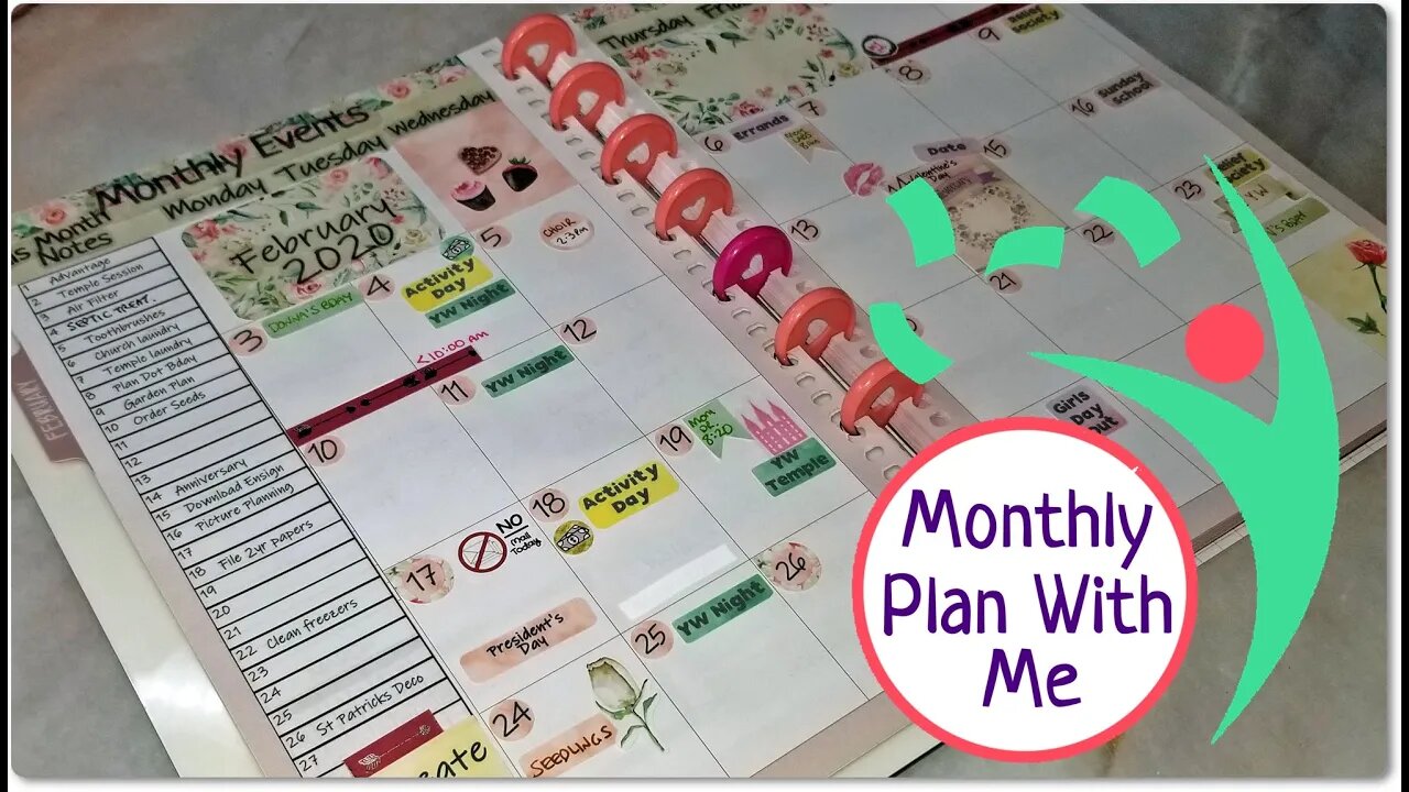 February 2020 Monthly Plan With Me Leafy Treetops Horizontal Vertical Dashboard w/ Planner Stickers