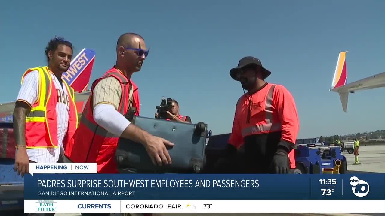 San Diego Padres players work shift for Southwest, surprise passengers