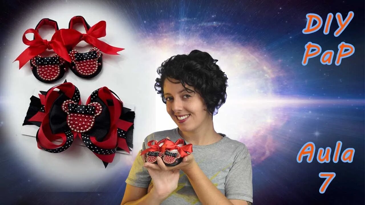 Como Fazer Customização (Decorar) Sapatinhos de Bebê Aula 7 DIY (tema da Minnie)
