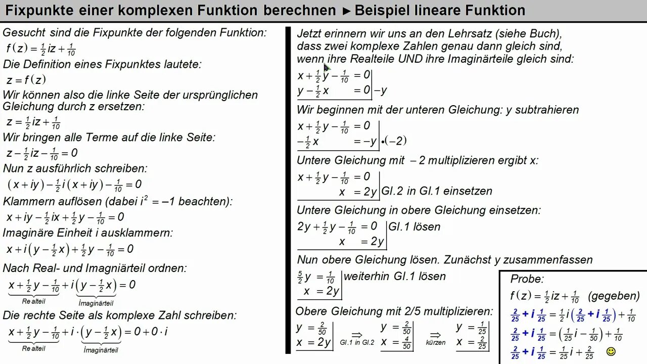 Berechnung von Fixpunkten komplexer Funktionen (C→C) ► Beispiel f(z)=0.5·i·z+0.1