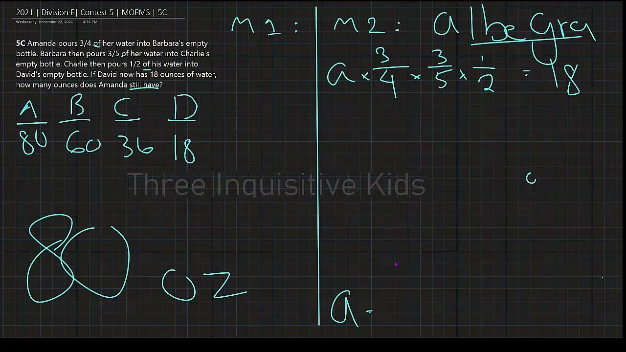 Math Olympiad for Elementary | 2021 | Division E | Contest 5 | MOEMS | 5C