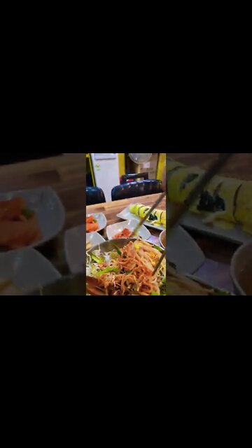 #shorts #hungry #cooking Korean Spicy chewy cold noodle and Egg roll(Kim-bob)