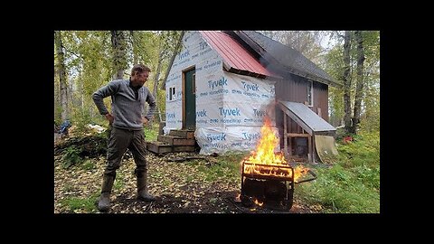 My Off Grid Homestead Catches Fire While Building a Bushcraft Road Through Swamp