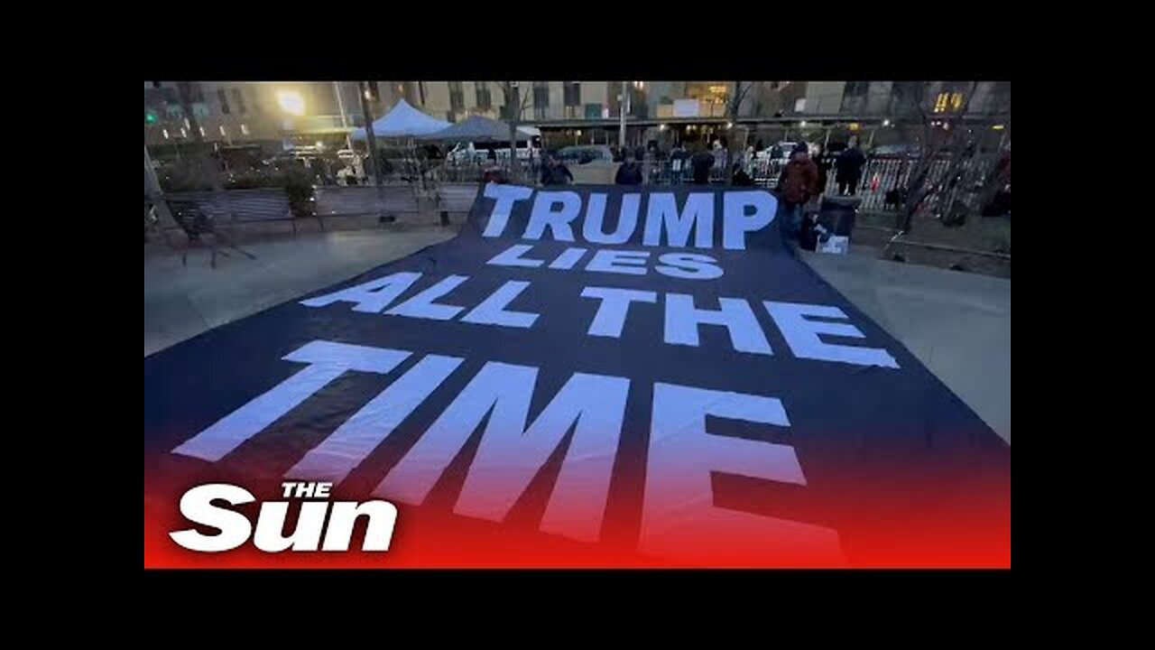 Donald Trump indicted: Demonstrators unfurl banner near Manhattan Court