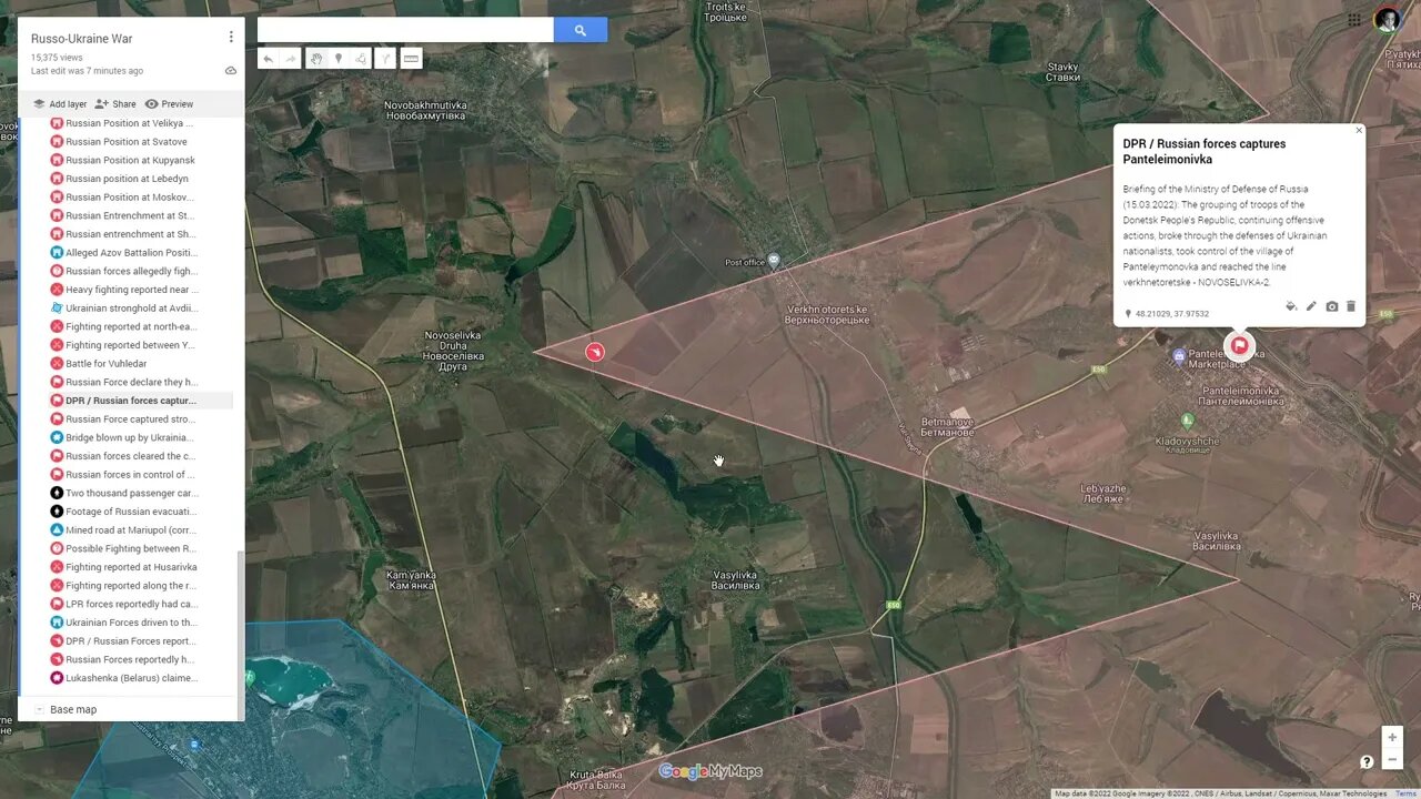 [ Donetsk Front ] DPR Forces captures Panteleimonivka; Russian Forces moving towads Kurakhove