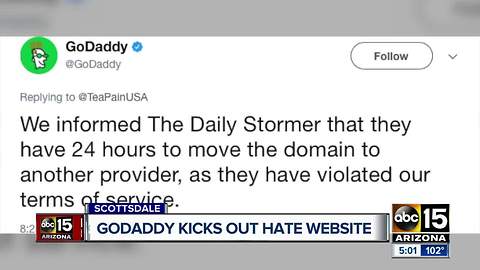 GoDaddy taking a stand against hate speech