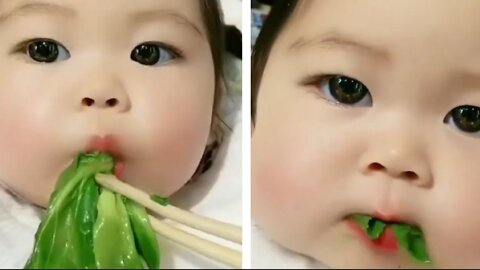 Baby eating cute