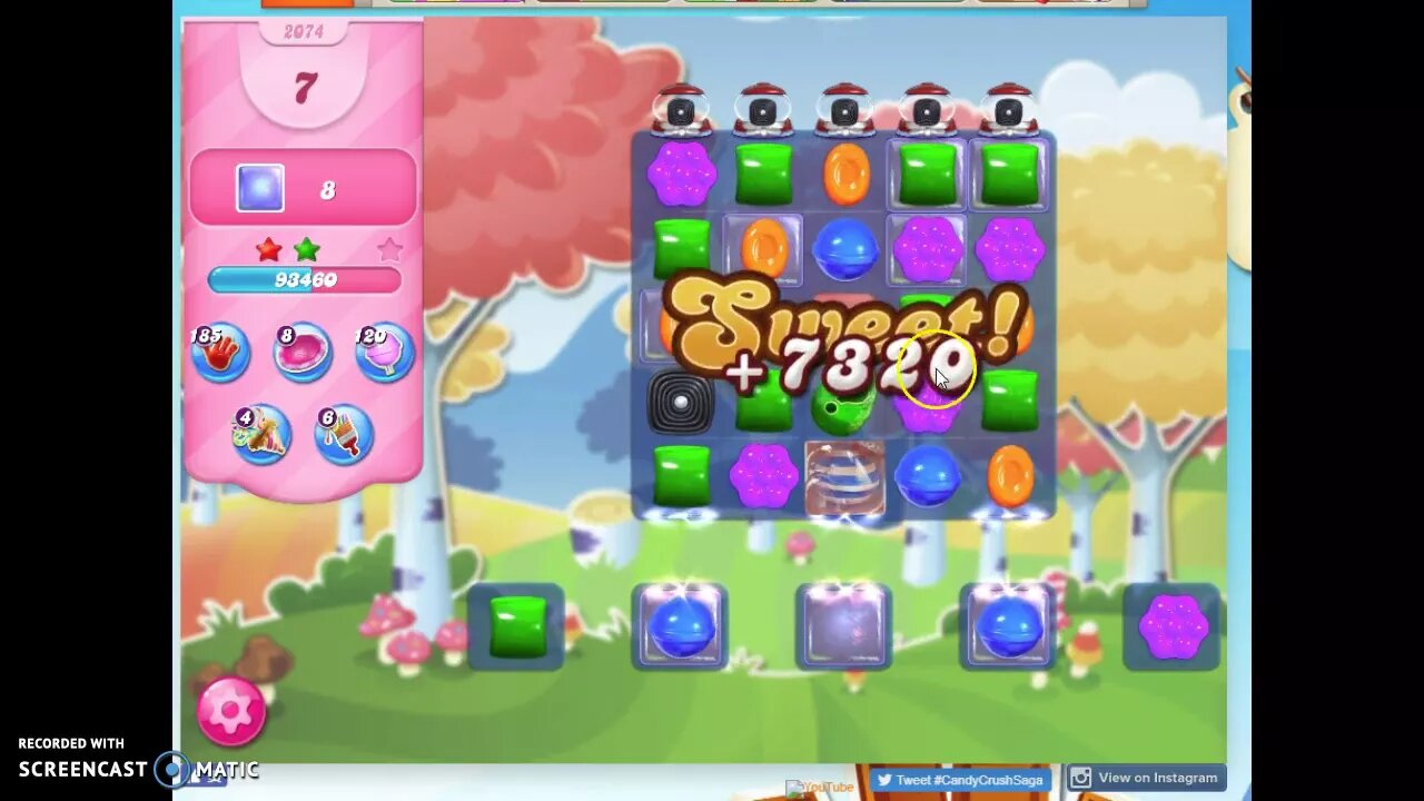 Candy Crush Level 2074 Audio Talkthrough, 2 Stars 0 Boosters