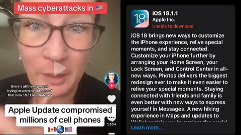 Apple iPhone 📱 Update iOS 18.1.1 compromised millions of cell phones #cyberattack