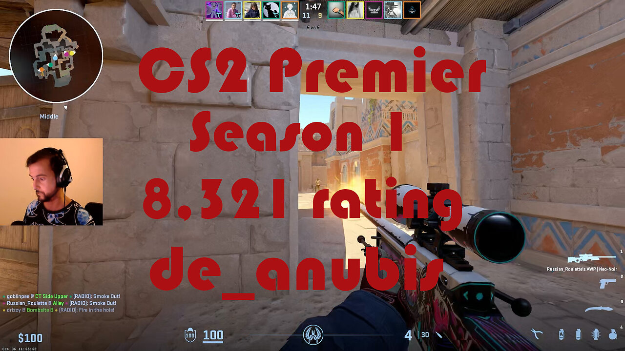 CS2 Premier Matchmaking - Season 1 - 8,321 Rating - de_anubis