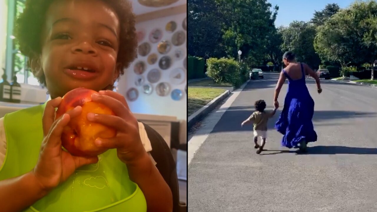 Kelly Rowland's Son Noah Races Mommy Down The Street! 🏃🏾‍♂️