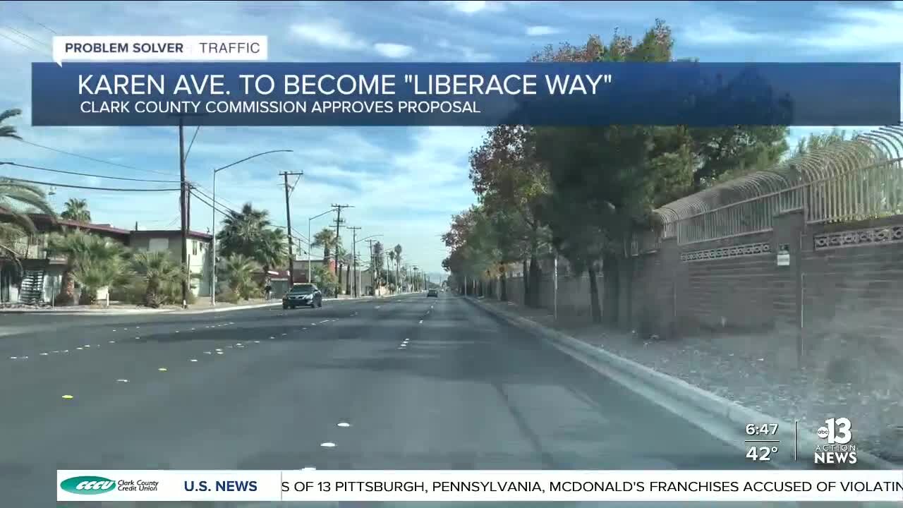 Portions of Karen Ave. to be re-named "Liberace Way"