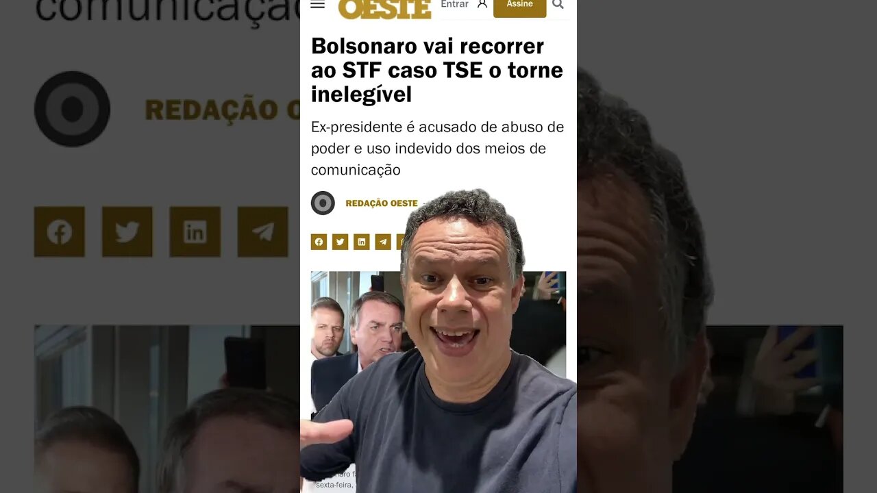 Bolsonaro vai recorrer ao STF caso TSE o torne inelegível #shortsvideo