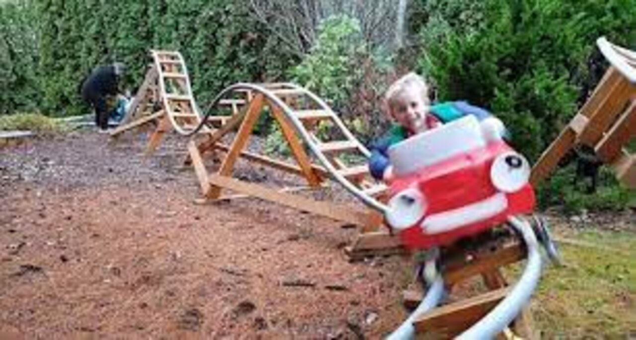 engineer father makes a roller coaster for his son