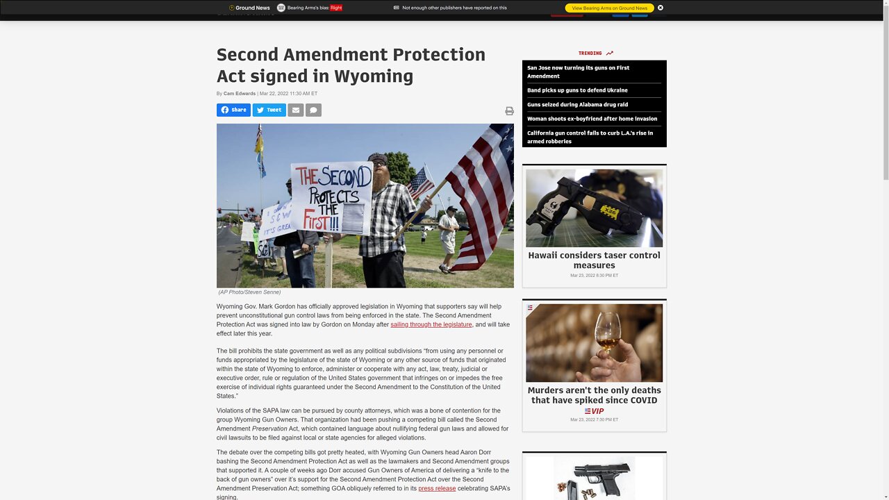 Wyoming Pass Bill Supporting 2A Rights, While Michigan Governor VETOES Bill