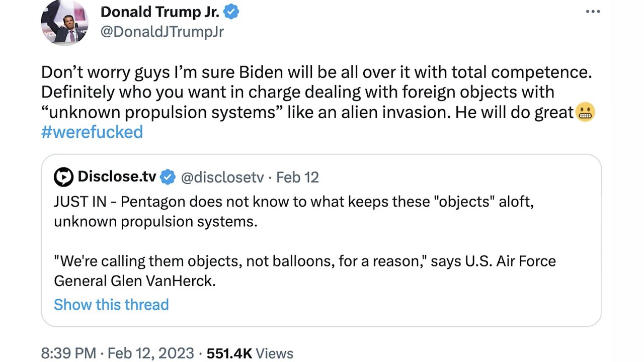 Donald Trump Jr. on This Whole “Alien” Era We’re Stepping into…