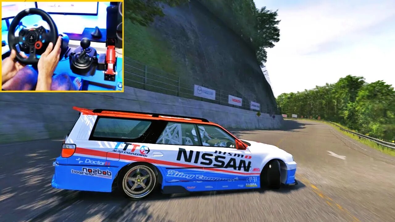 DRIFT WITH NISSAN STAGEA R34 CIRCUIT IDAS IN ASSETTO CORSA WITH G29 STEERING WHEEL AND HAND BRAKE