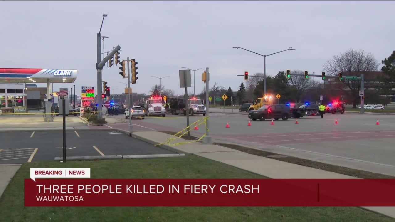 3 killed in fiery crash involving 10 cars including city truck