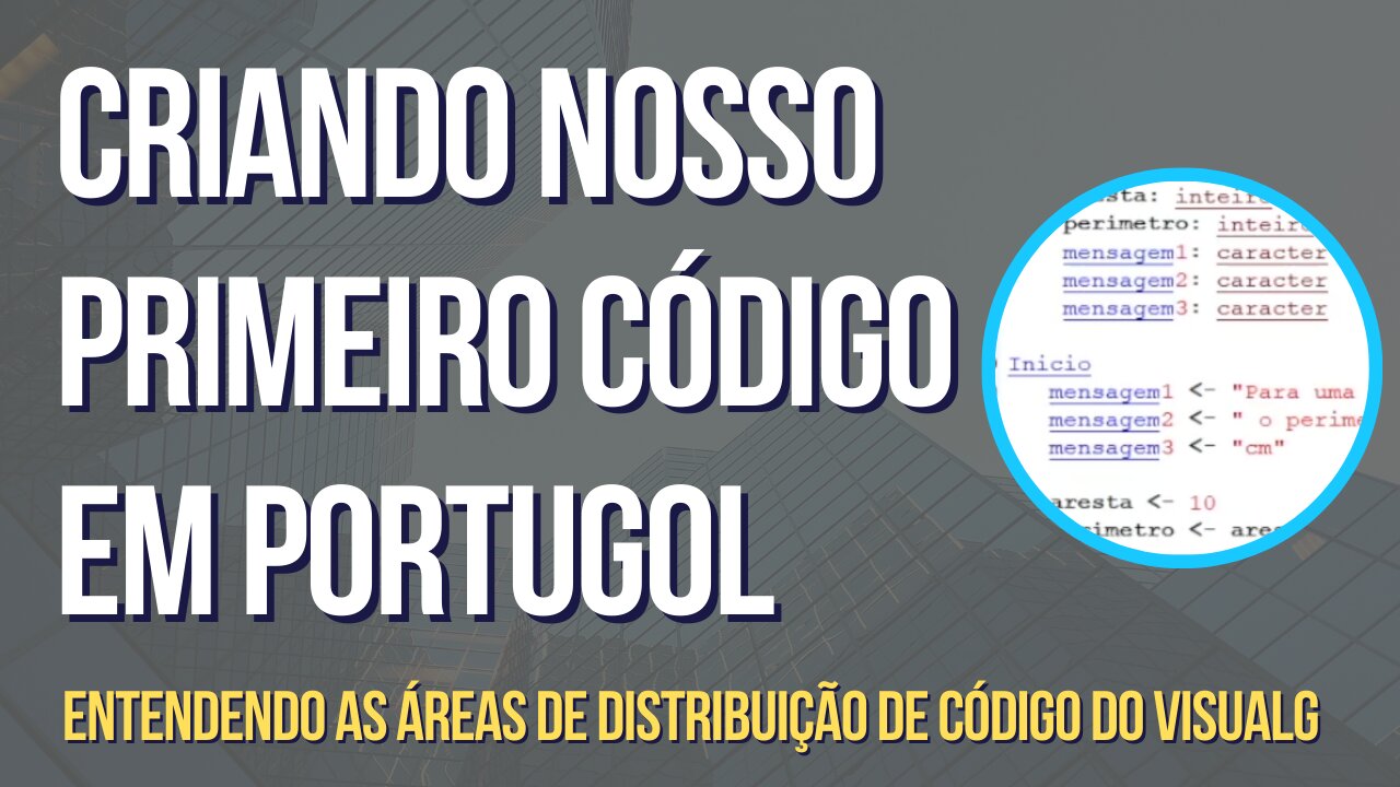 Primeiro Código em VISUALG: Entendendo as Áreas de Distribuição de Código do Nosso Editor