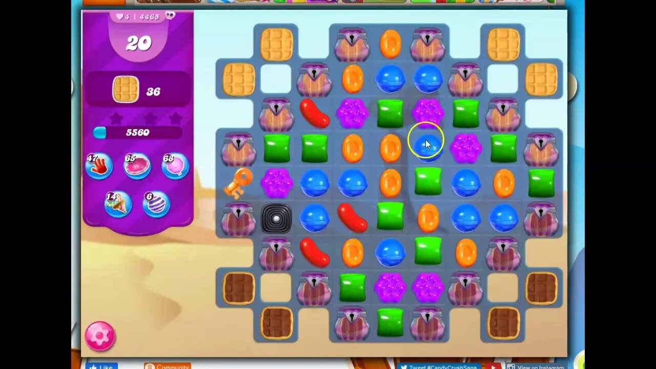 Candy Crush Level 4465 Talkthrough, 28 Moves 0 Boosters