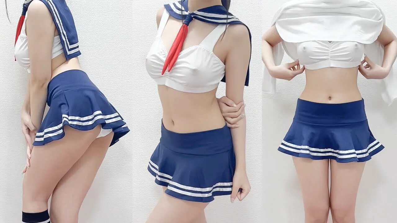 [No bra no panties] Naked sailor suit