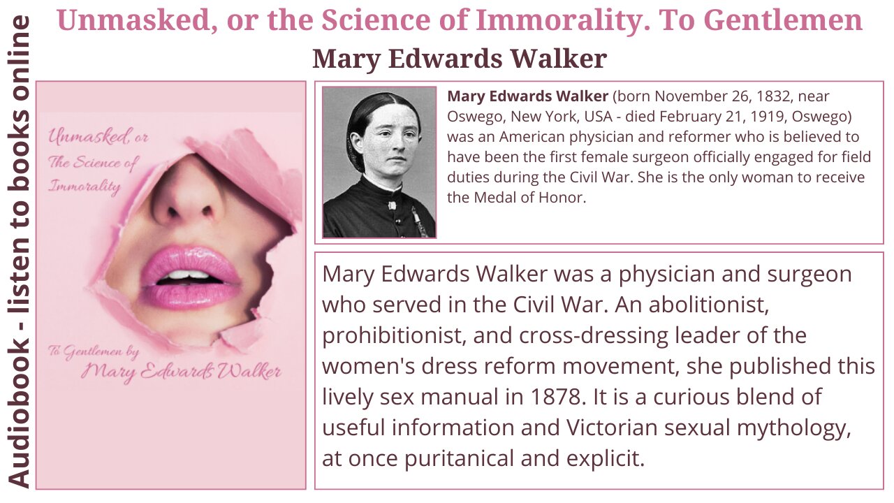 Unmasked, or the Science of Immorality. To Gentlemen - Mary Edwards Walker