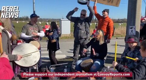 Freedom protest near near the PAC Highway, 176th trucker crossing, in Surrey B.C.