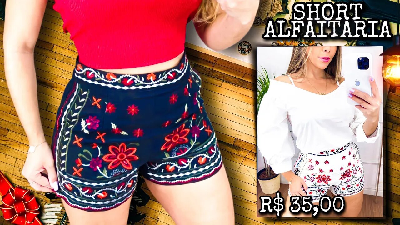 Short Alfaitaria Detalhe com Bordado Na Frente/@shopee