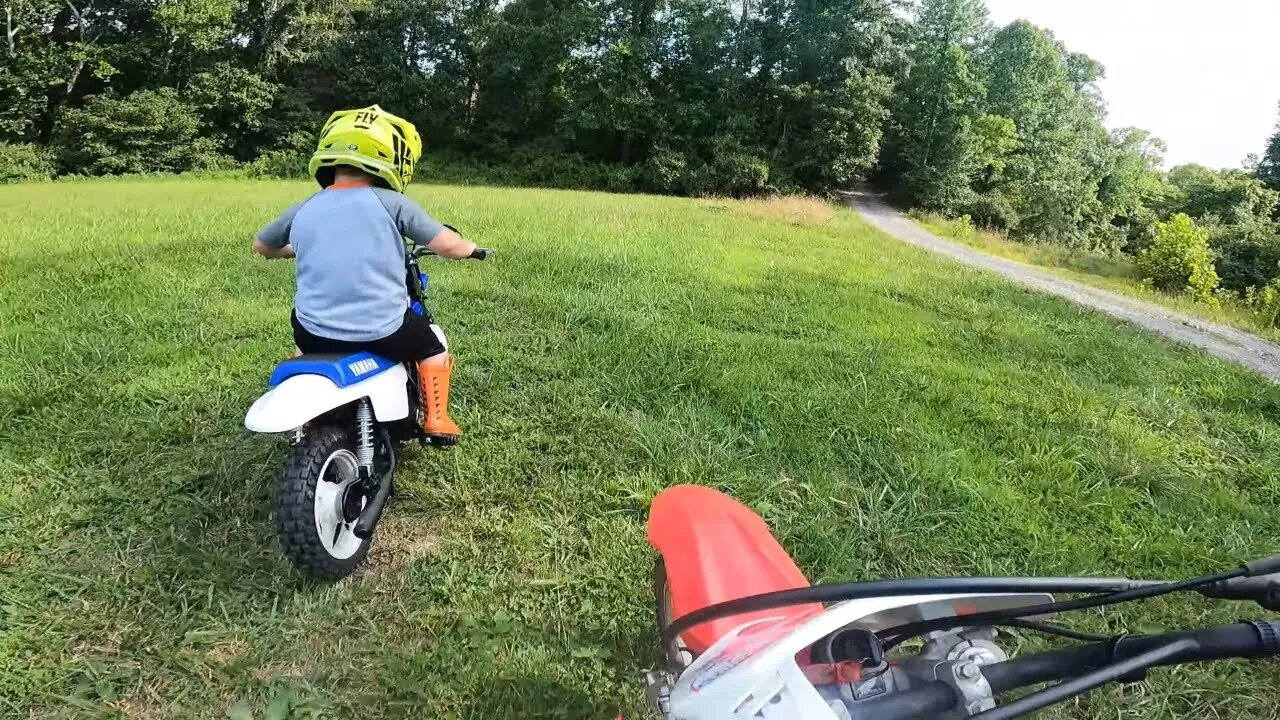 Weston getting in some practice on his Yamaha PW50!