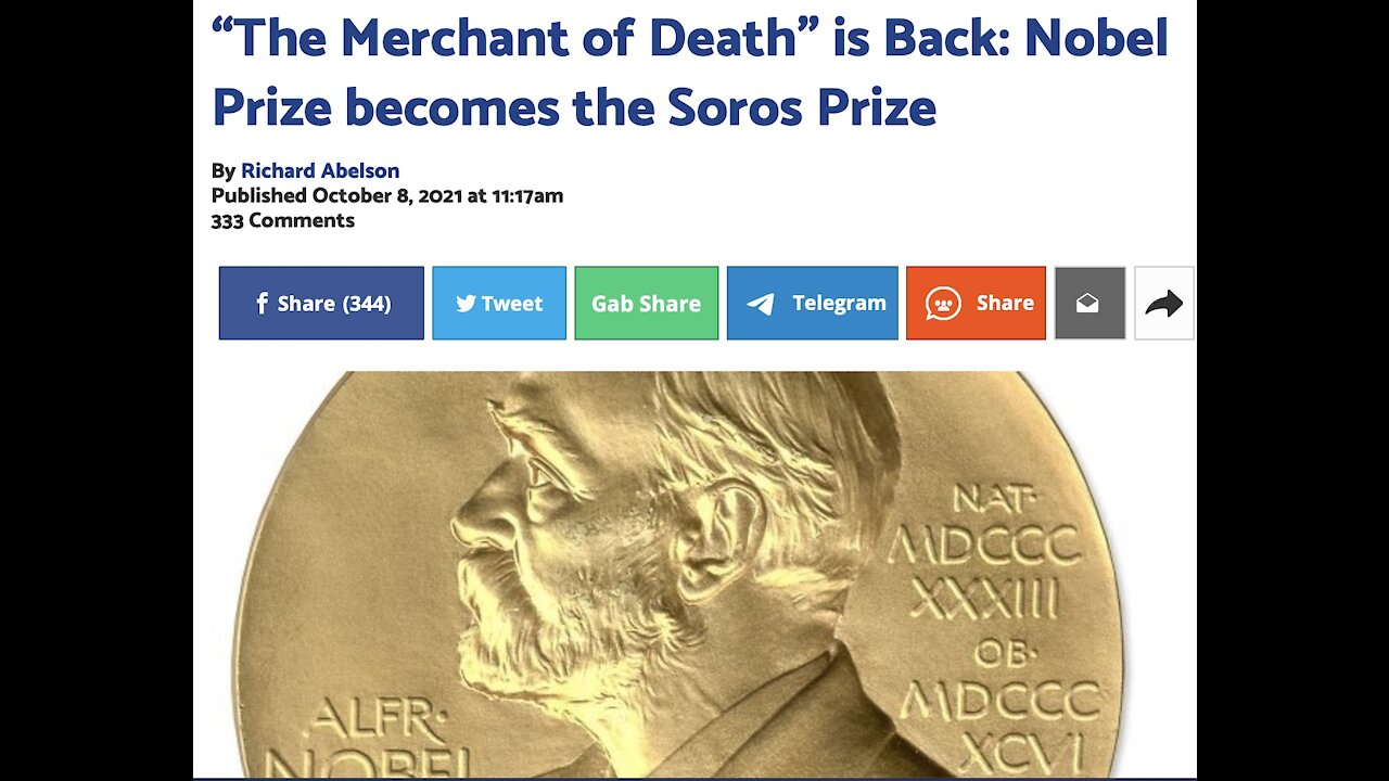 “The Merchant of Death” is Back: Nobel Prize becomes the Soros Prize