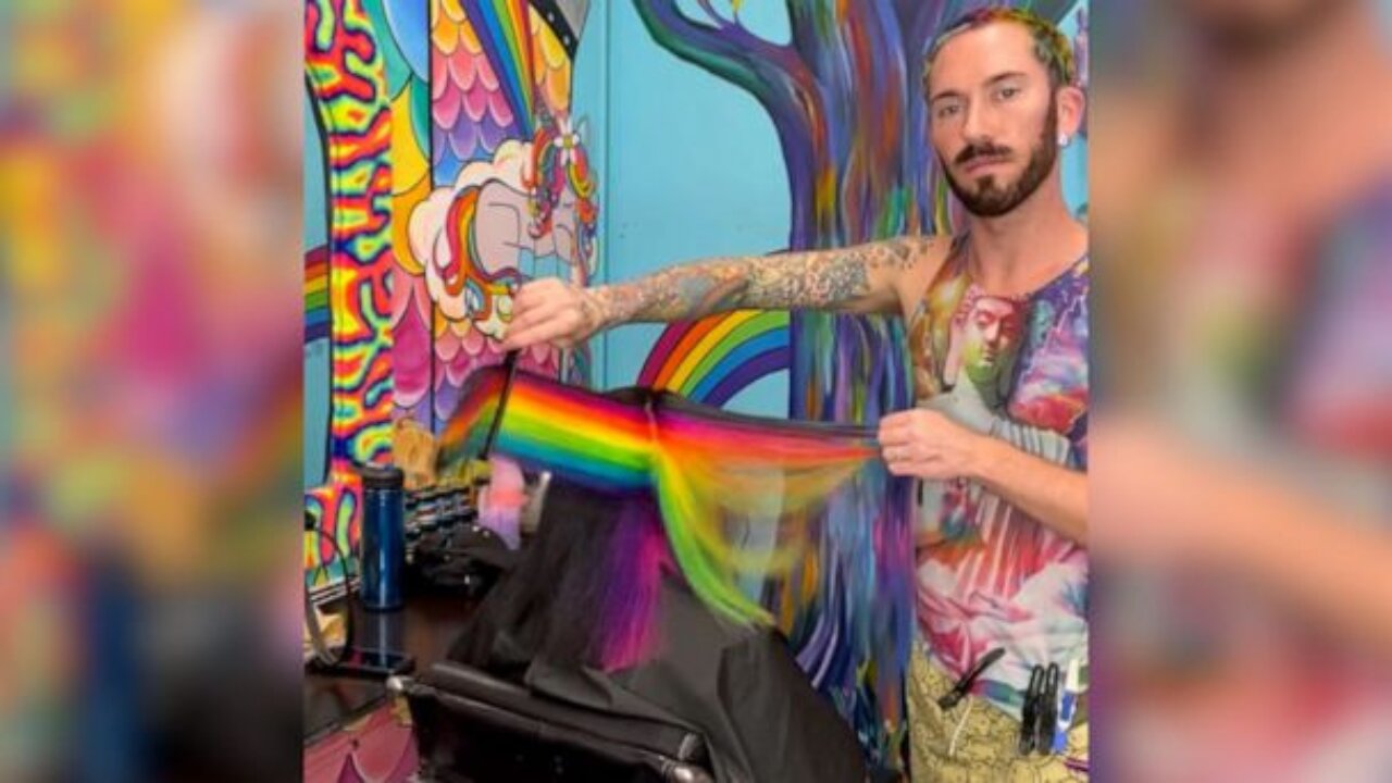 Viral hair artist who specializes in rainbows spreads joy online