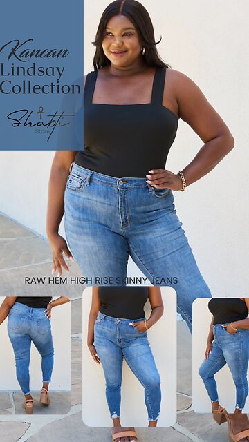 Kancan Lindsay Curvy+ Raw Hem High Rise Skinny Jeans