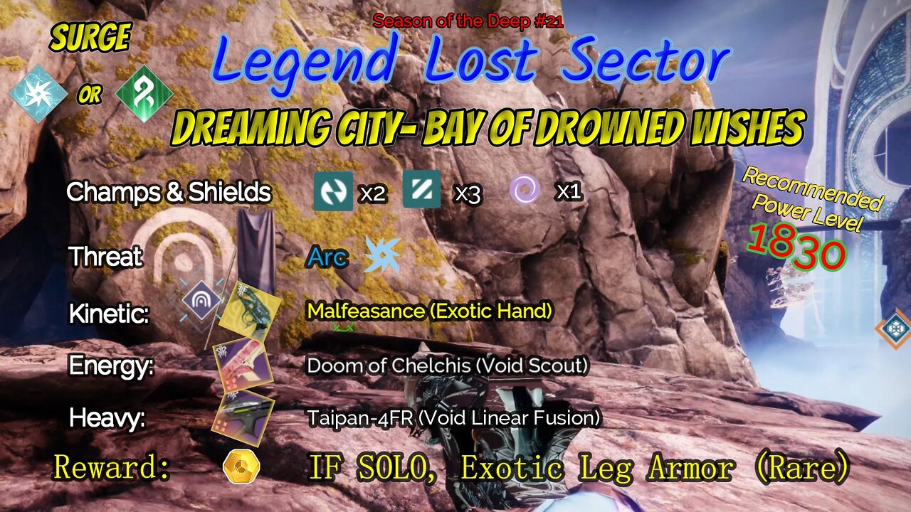 Destiny 2 Legend Lost Sector: Dreaming City - Bay of Drowned Wishes on my Arc Hunter 7-3-23